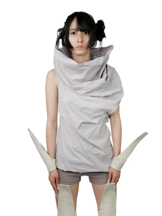 VOID WRAP Asymmetric Collar Top